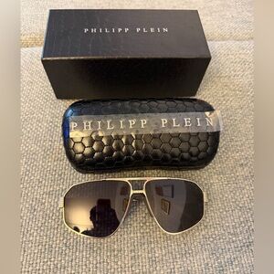 Philipp Plein Black Aviator Sunglasses